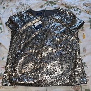 Talbots Glittering Silver Sequin Blouse